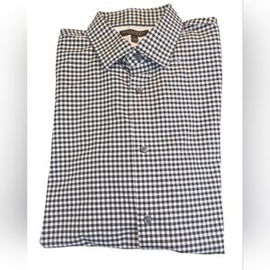 Banana Republic non-Iron slim Fit shirt  with plaid color white/black size XL